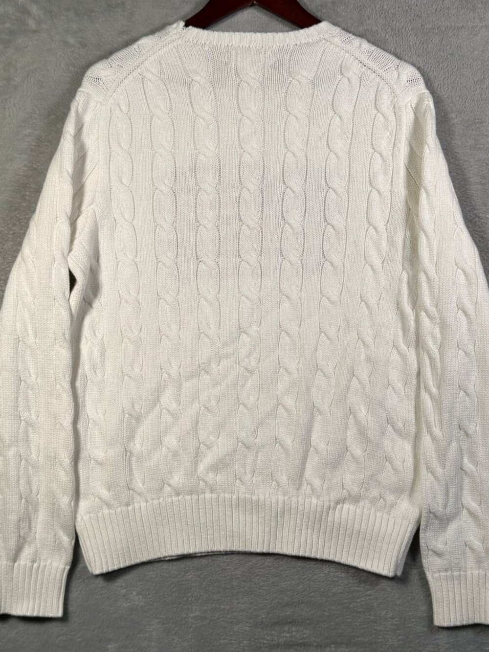 Polo Ralph Lauren Sweater Mens M White USA American Flag Cable Knit Cotton $428 - Picture 10 of 12